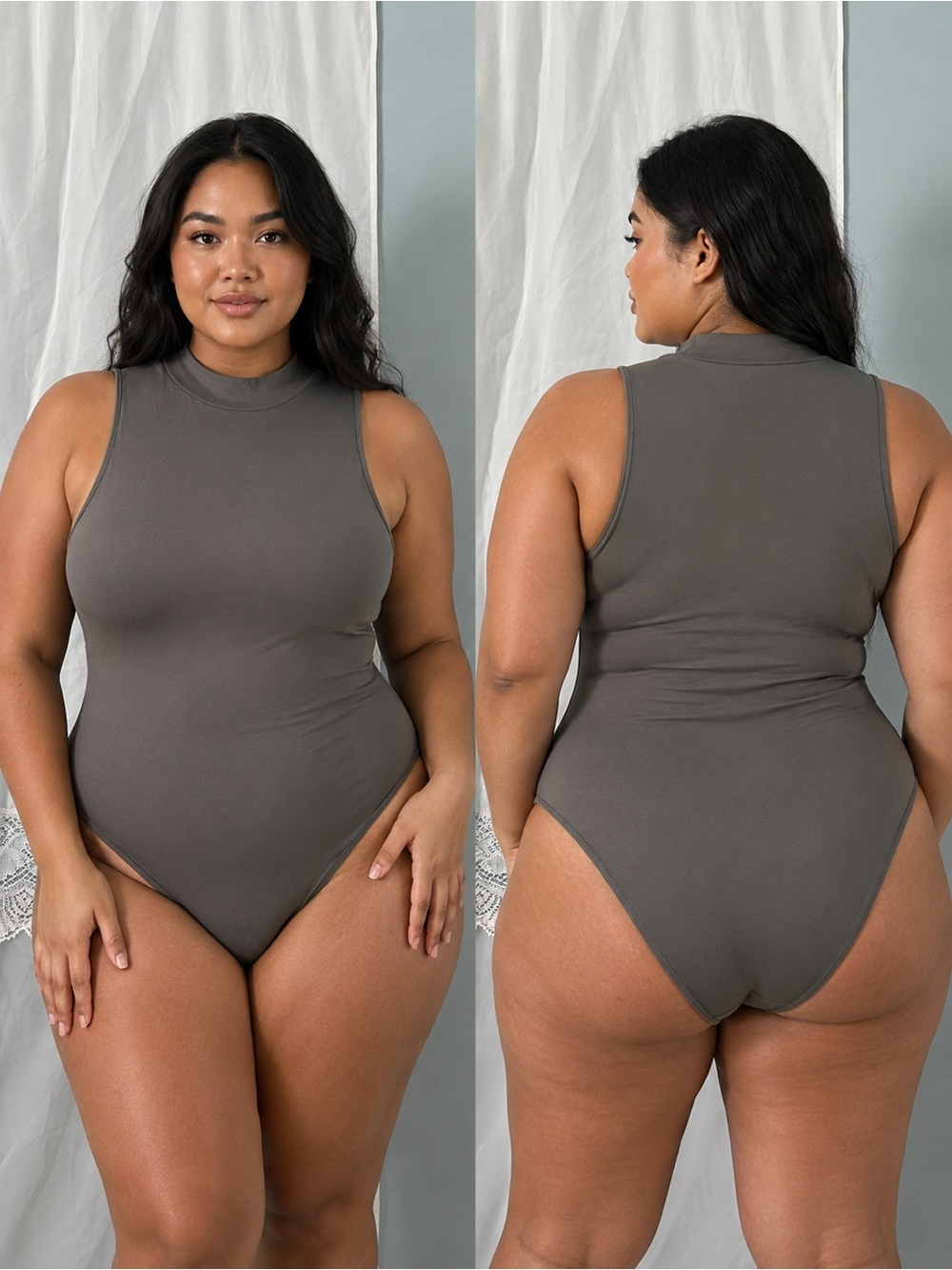 a new day Black Sleeveless Mock Neck Bodysuit